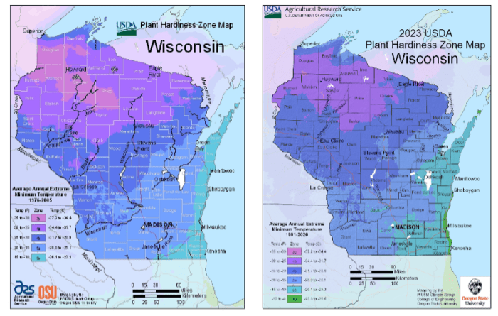 Wisconsin Plant Hardiness Zone Map